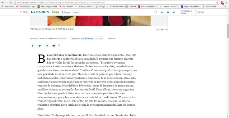 Nota Por las librerías La Nacion online 2017 2